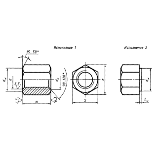 Гайка шестигранная высокая, класс точности В ГОСТ 15523-70 - фото - 1